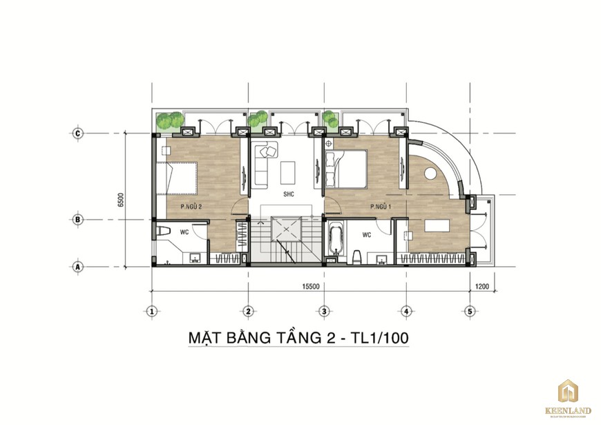 Mặt bằng tầng 2 Valerich Nhơn Trạch