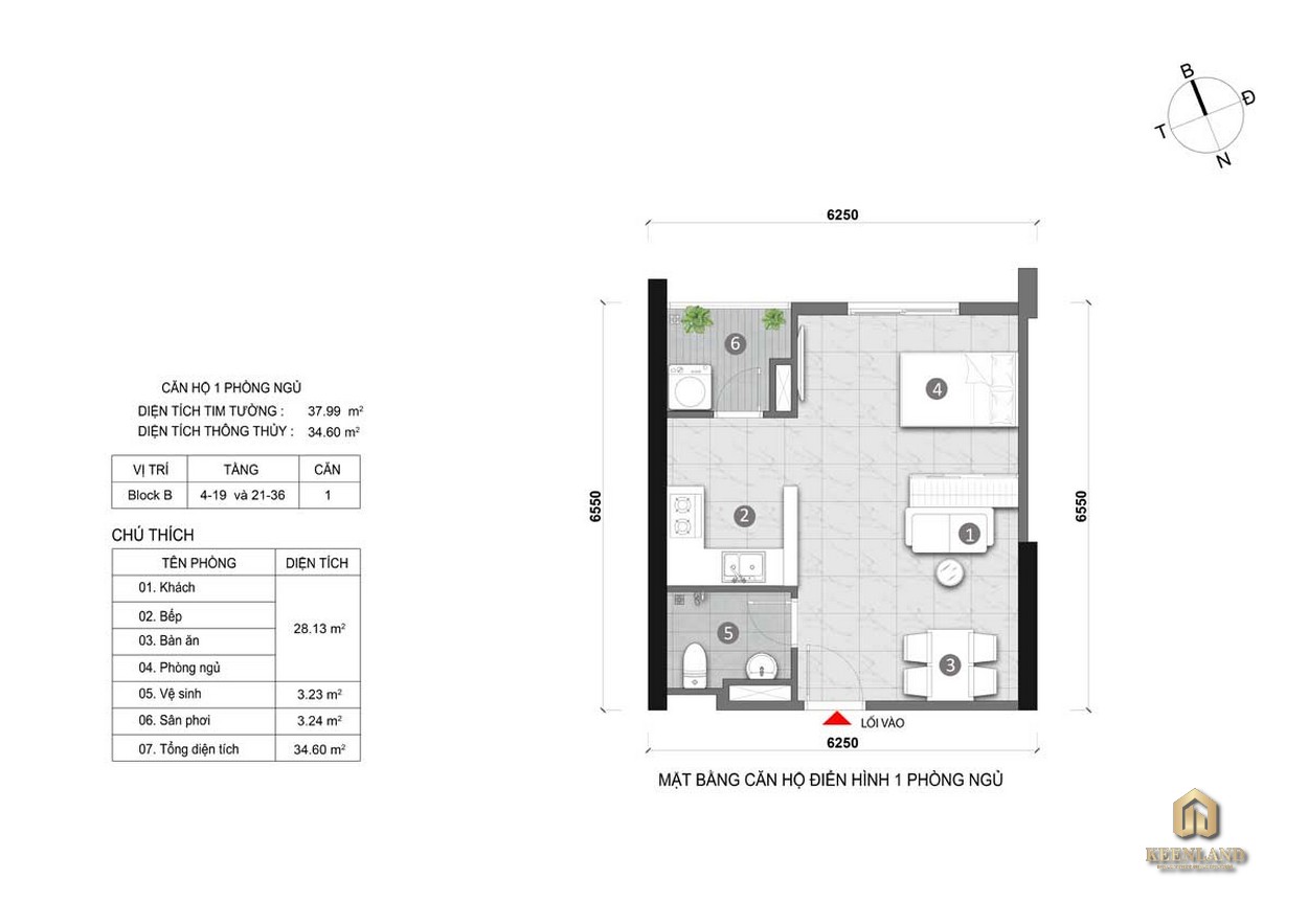 Thiết kế căn hộ Opal Cityview 1PN