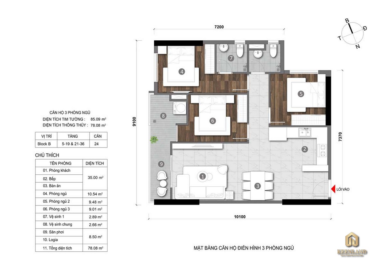 Thiết kế căn hộ Opal Cityview 3PN