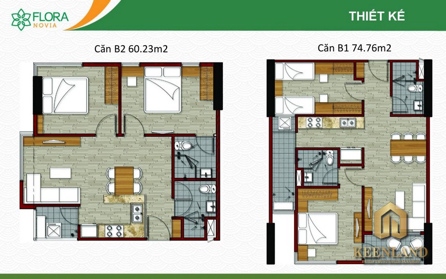 Mặt bằng và thiết kế căn hộ Flora Novia