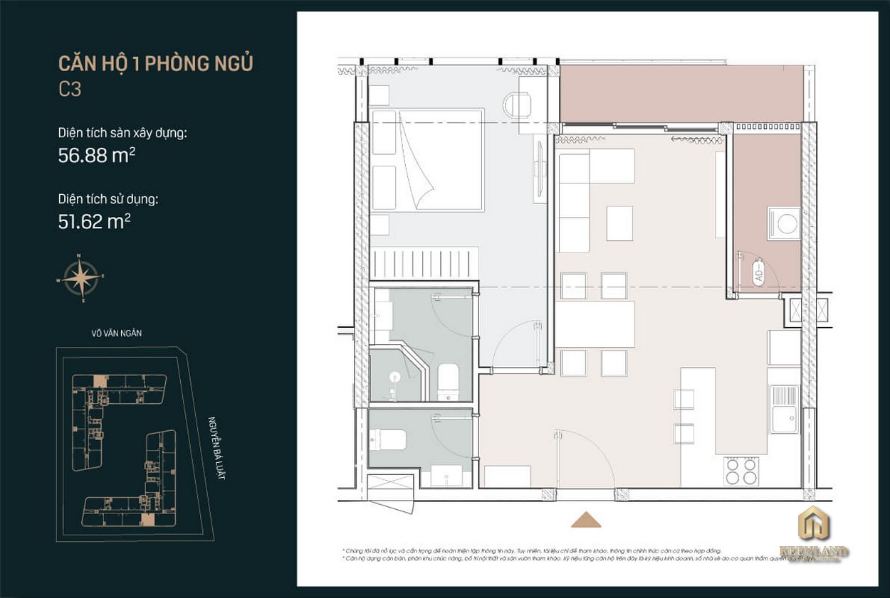 Thiết kế căn hộ King Crown City 1 PN