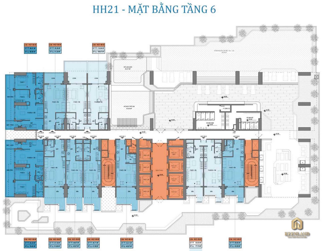 Mặt bằng điển hình tầng 6 dự án Takashi Ocean Suite 