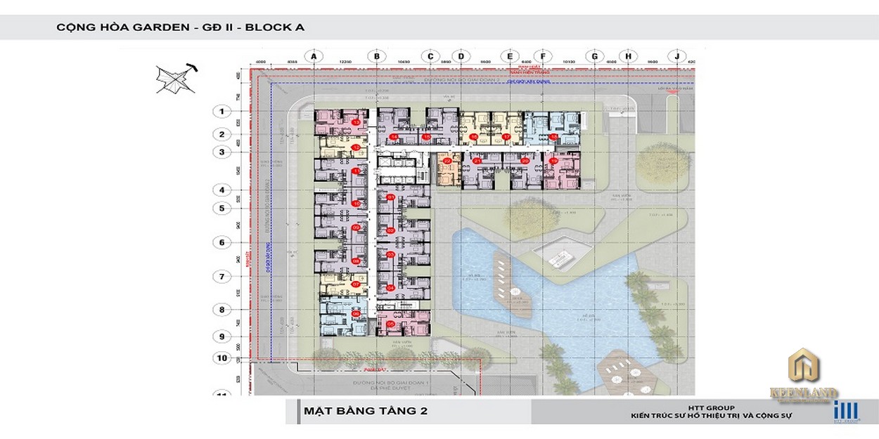 Mặt bằng tầng 2 Block A dự án Cộng Hòa Garden 