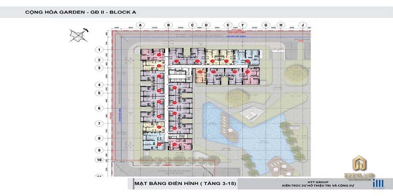 Mặt bằng tầng 3 - 15 Block A dự án Cộng Hòa Garden 