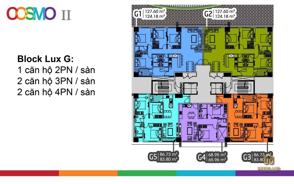 Mặt bằng Block G dự án căn hộ Cosmo City 2