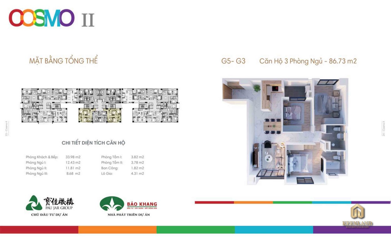 Mặt bằng căn hộ Block G dự án Cosmo City 2