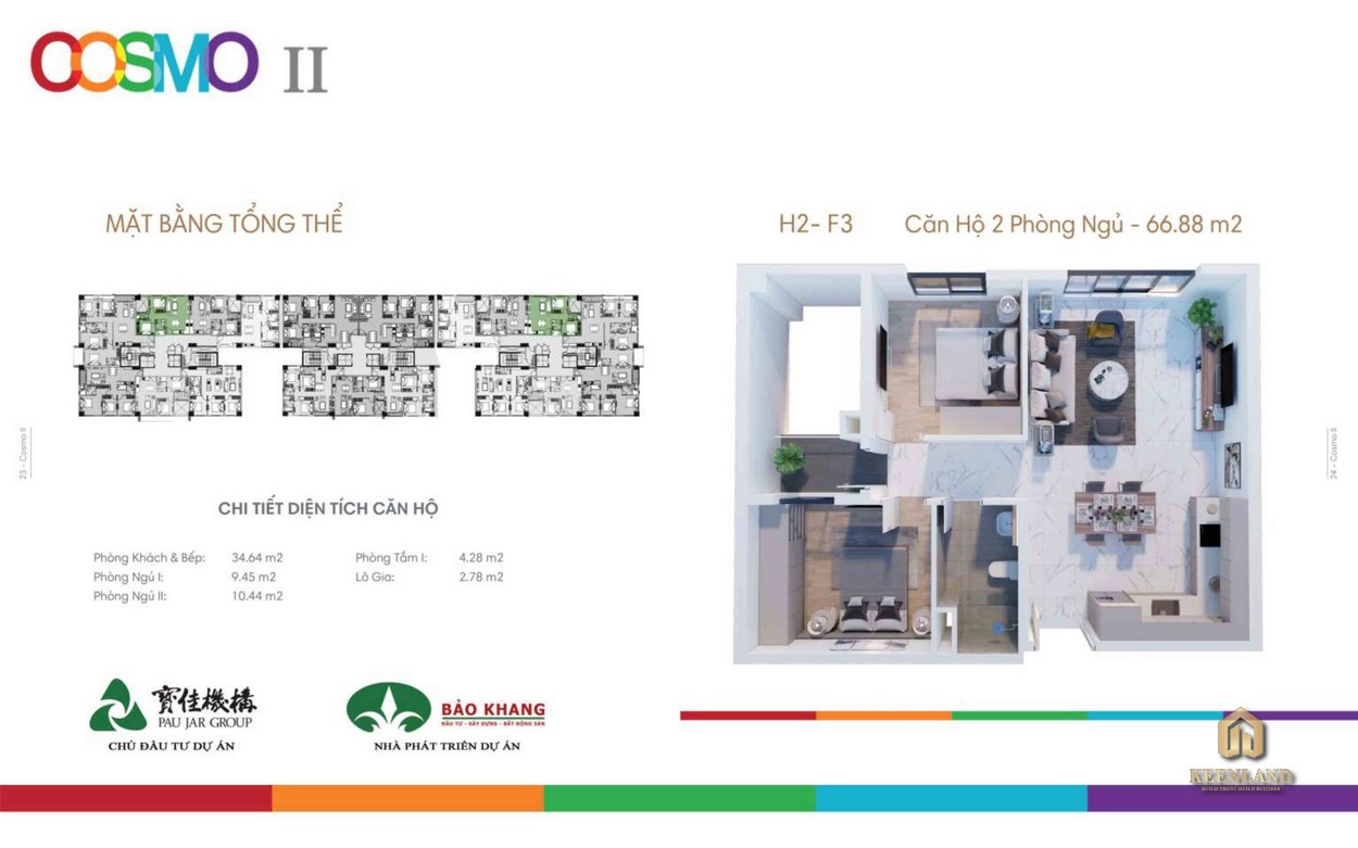 Mặt bằng căn hộ Block H - F dự án Cosmo City 2