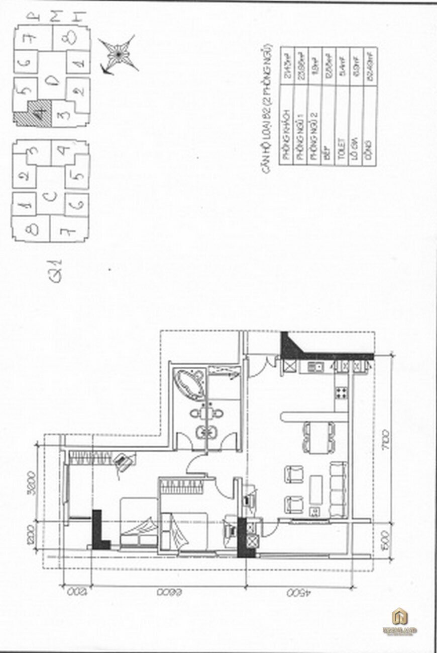 Mặt bằng căn hộ chung cư Khánh Hội 2