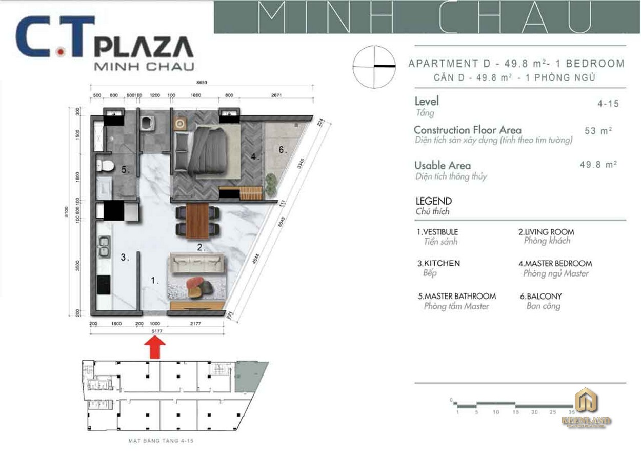 Mặt bằng căn hộ C.T Plaza Minh Châu Quận 3