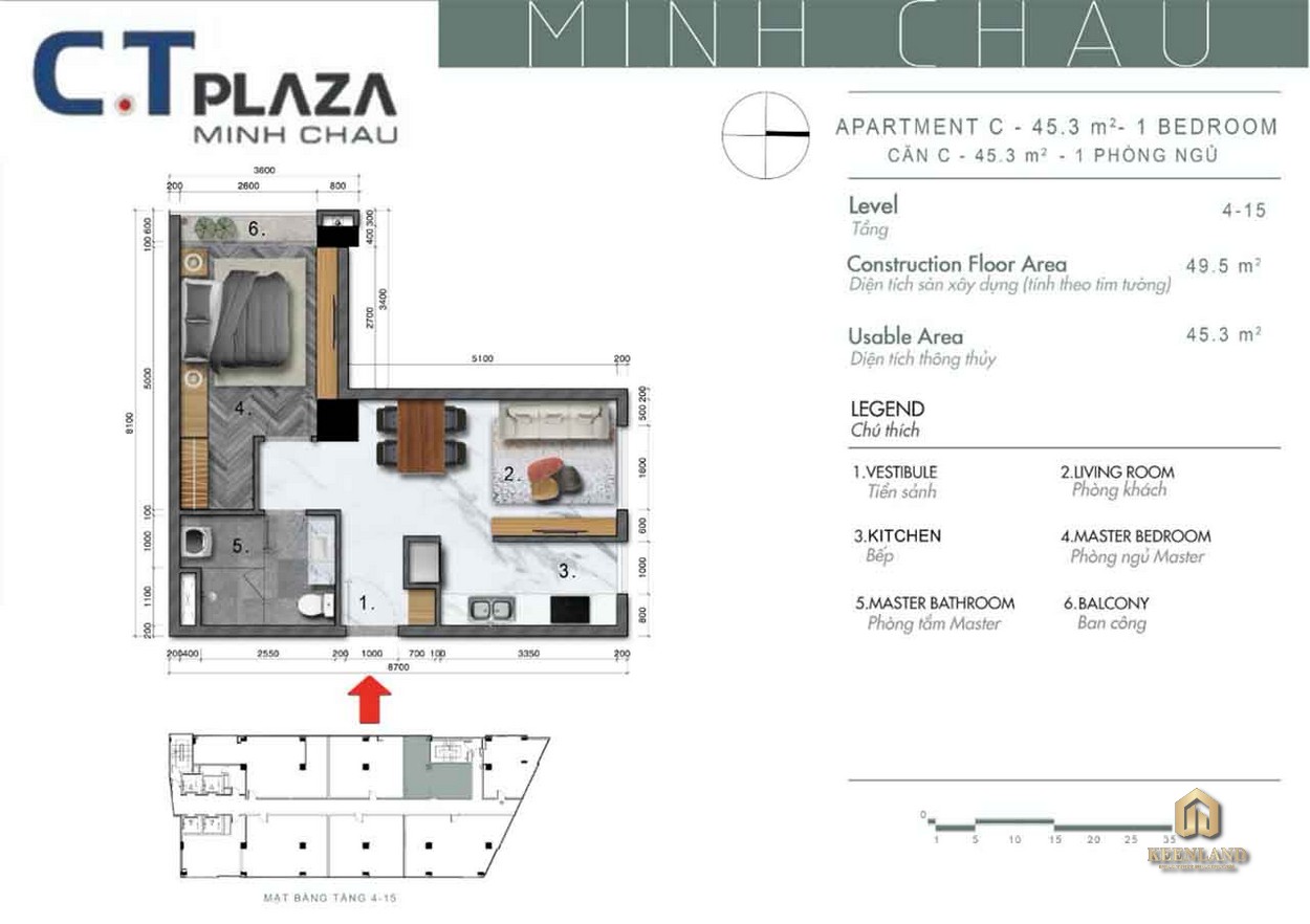 Mặt bằng căn hộ C.T Plaza Minh Châu Quận 3