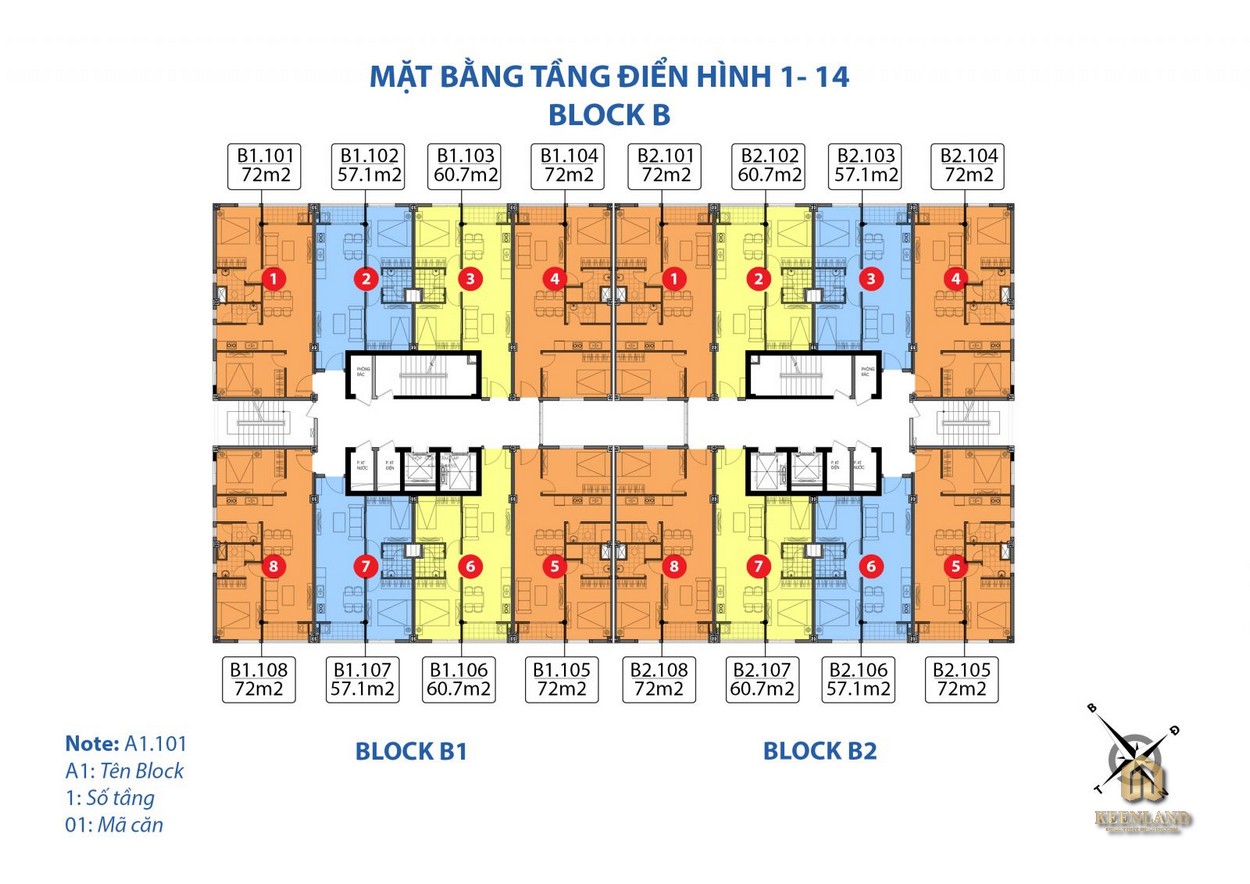 Mặt bằng tầng điển hình dự án Starlight Riverside Block B