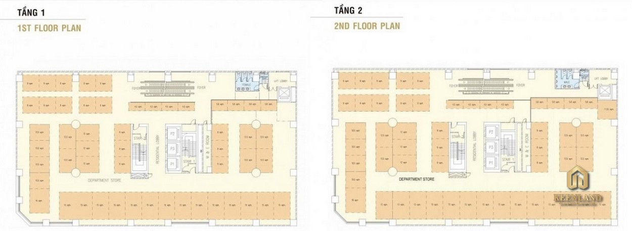 Mặt bằng tầng 1 - 2 dự án Tản Đà Court