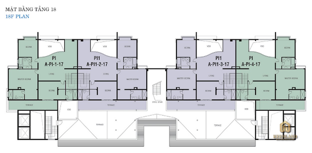 Mặt bằng tầng 18 Block A dự án Riverside Residence Quận 7