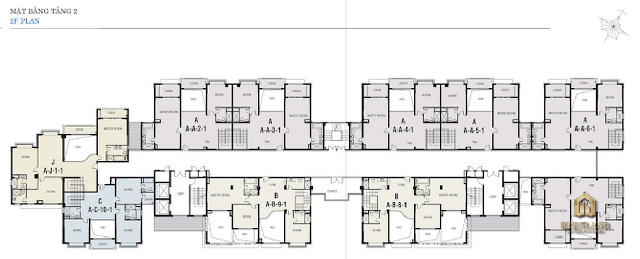 Mặt bằng tầng 2 Block A dự án Riverside Residence Quận 7