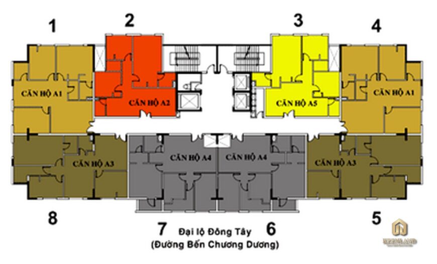 Mặt bằng tầng 8 - 19 cao ốc BMC