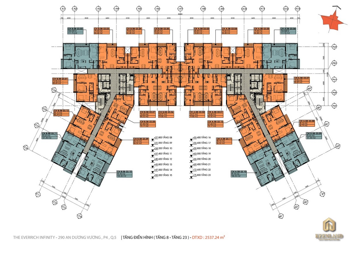 Mặt bằng tầng điển hình 8 - 23 dự án The EverRich Infinity