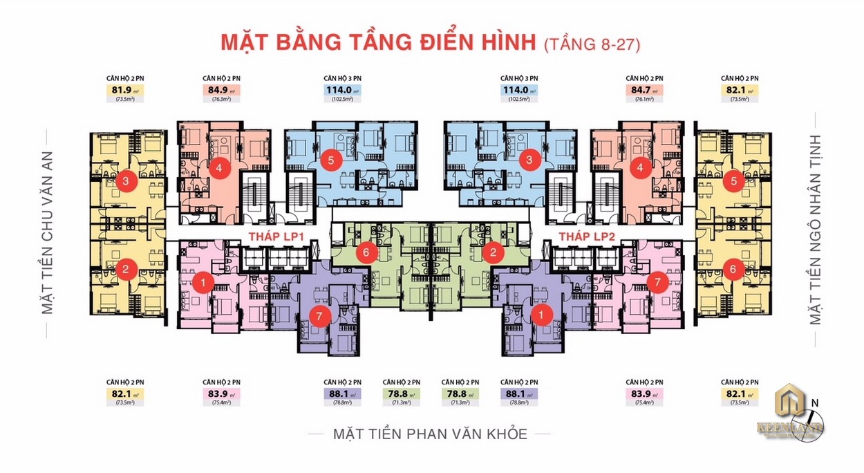 Mặt bằng tầng 8-27 dự án Lucky Palace