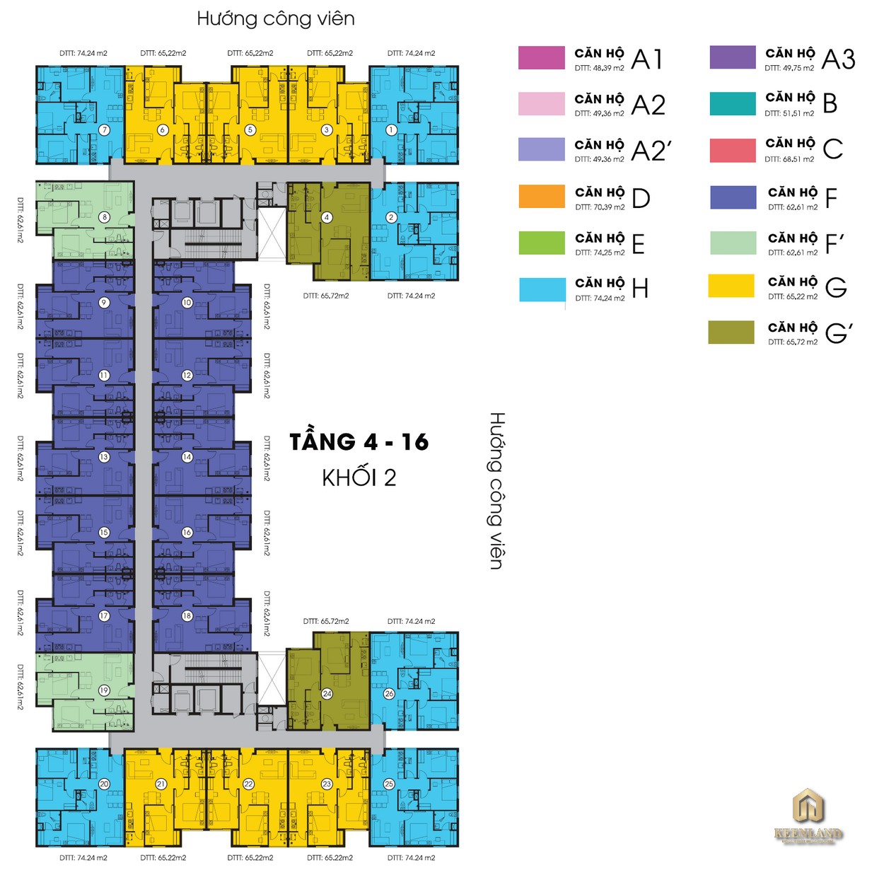 Mặt bằng tầng điển hình Block 2 chung cư Sky 9