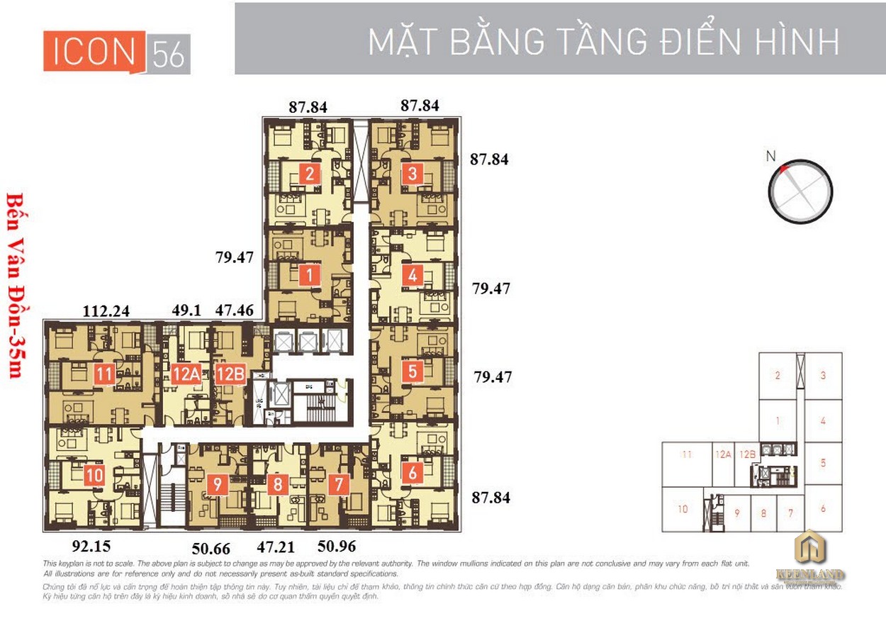 Mặt bằng tầng 6 chung cư Icon 56