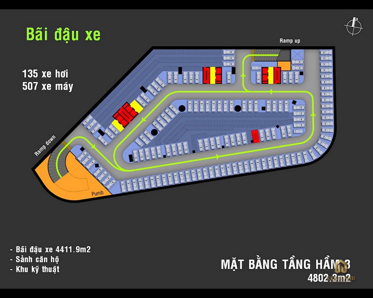 Mặt bằng tầng hầm 3