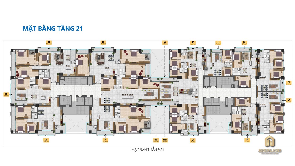 Mặt bằng tổng thể tầng 21 dự án Tam Đức Plaza