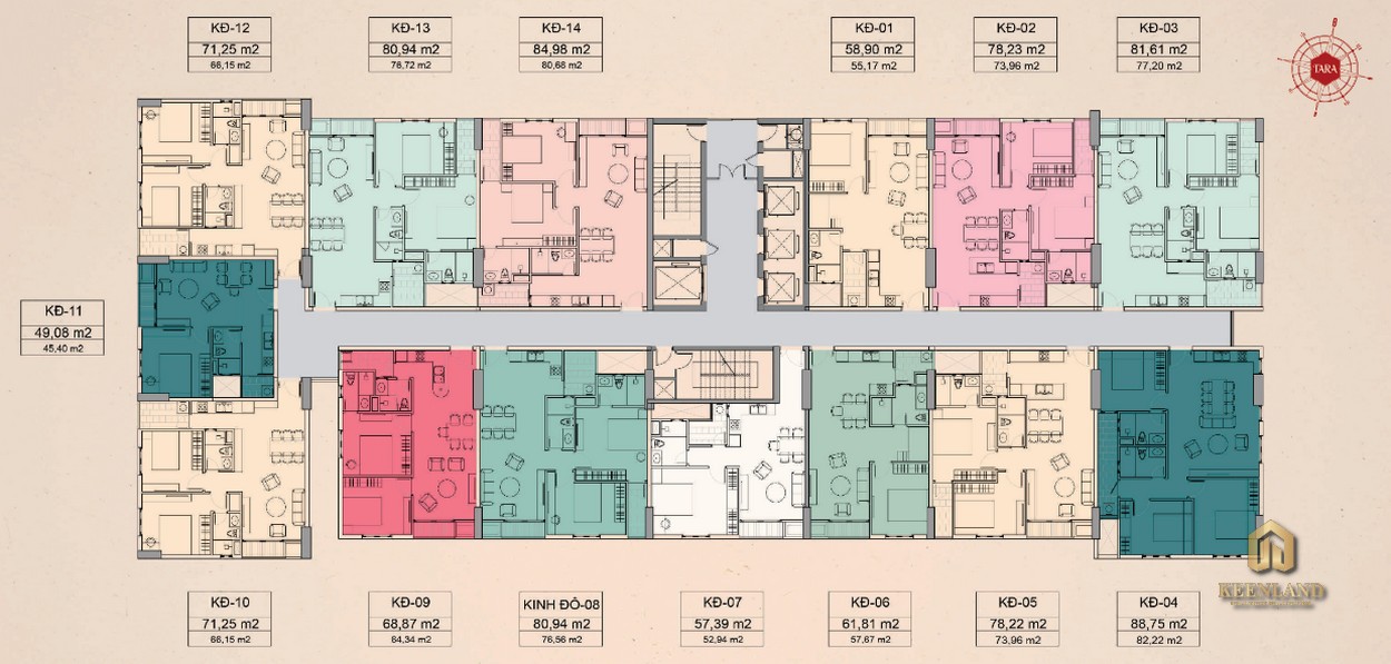 Mặt bằng Block Kinh Đô (B1) dự án Tara Residence