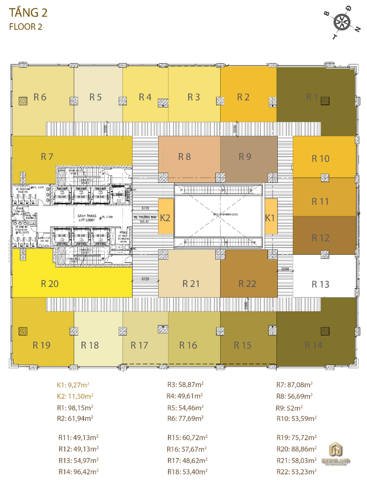 Mặt bằng tầng 2 dự án Golden King Quận 7