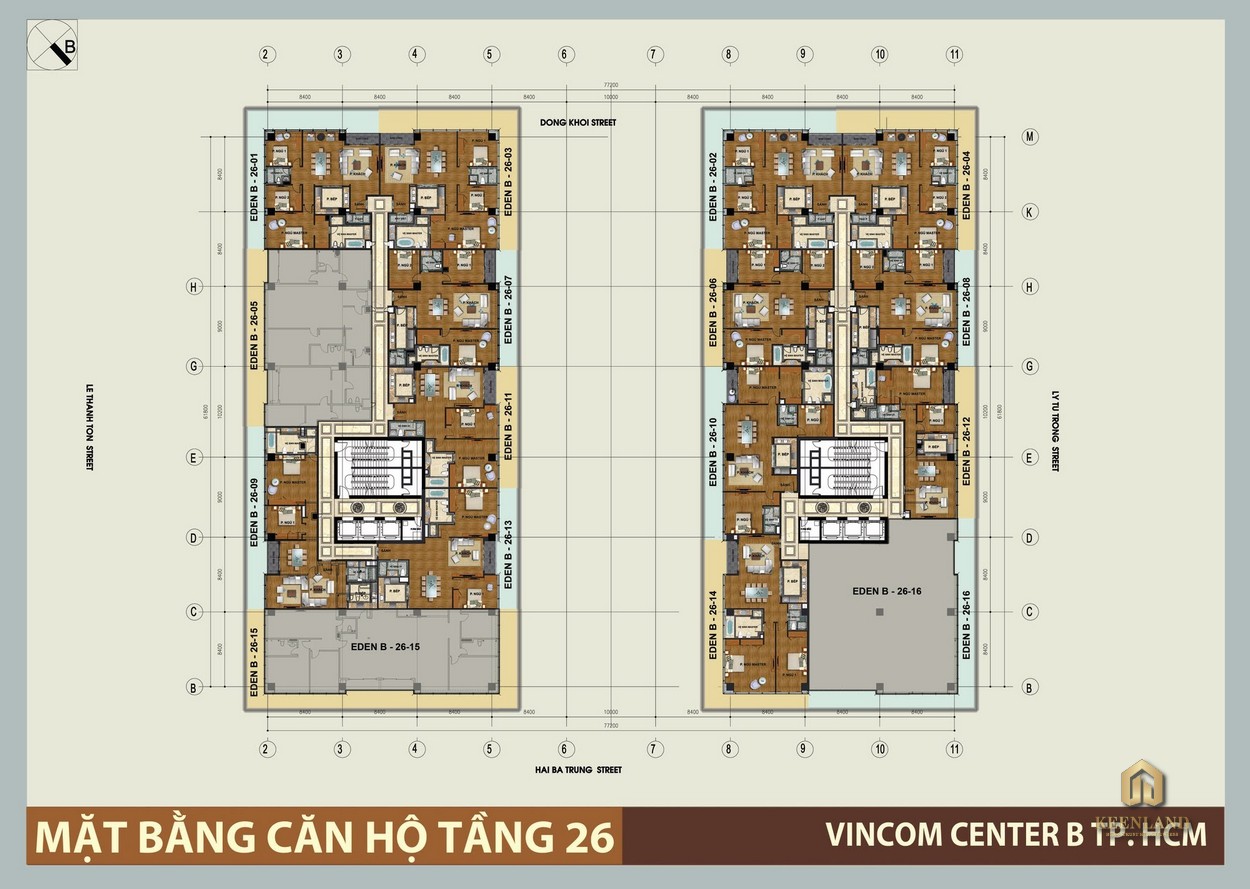 Mặt bằng tầng 26 dự án Vinhomes Đồng Khởi