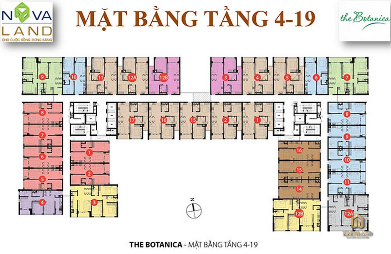 Mặt bằng tầng 4-19 dự án The Botanica