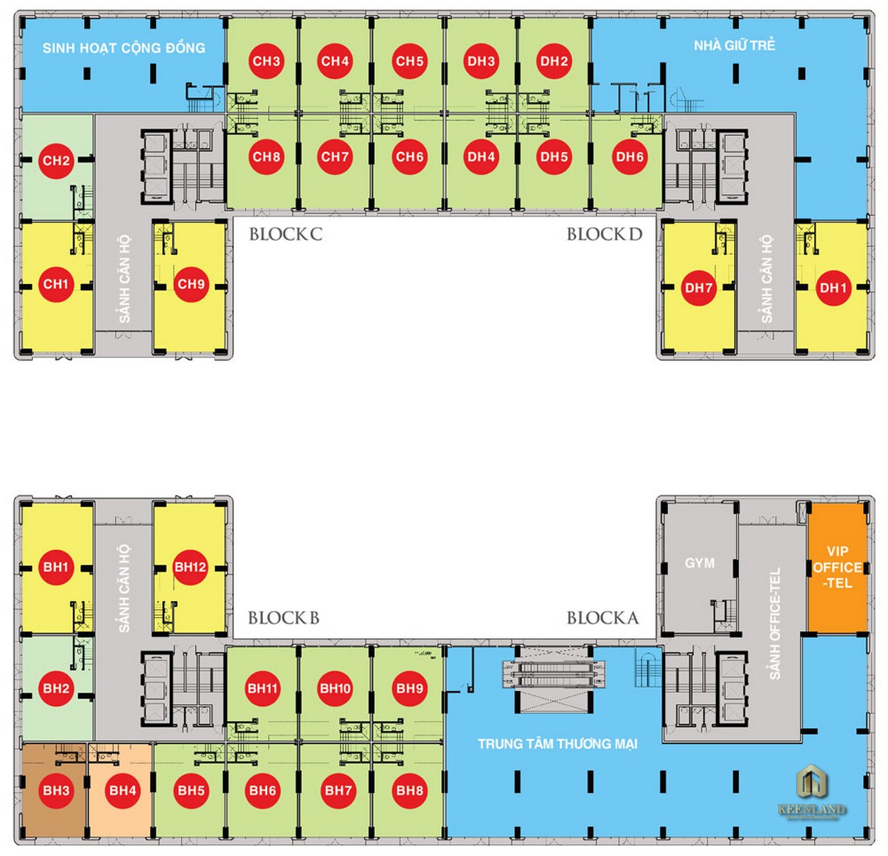 Mặt bằng tầng căn trệt thương mại dự án Sky Center