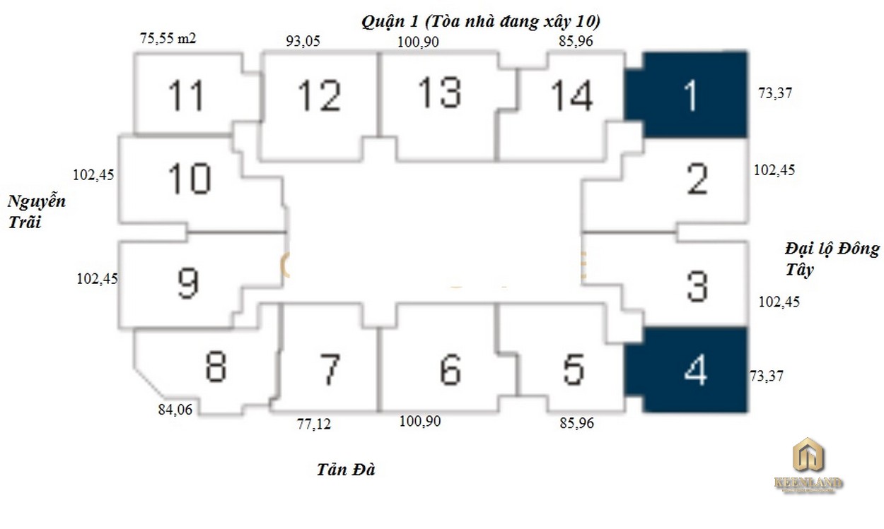 Mặt bằng tầng điển hình dự án Tản Đà Court