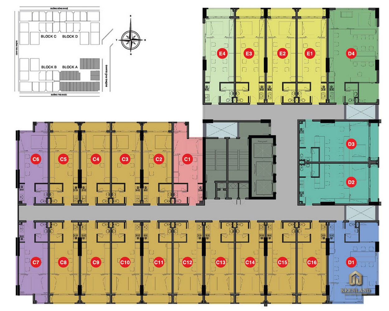 Mặt bằng tầng Office-tel dự án Sky Center