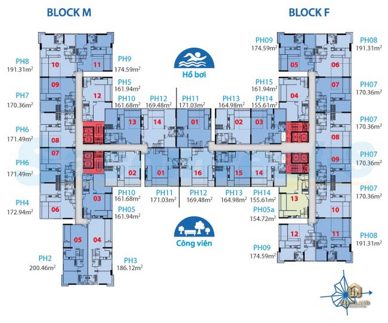 Mặt bằng tầng penthouse 15 - 16 Carrilon 1