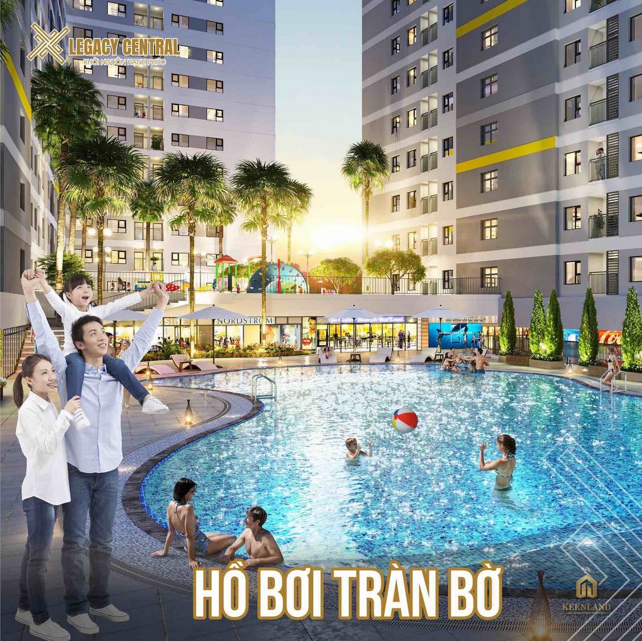 Hồ bơi tràn bờ tại dự án Legacy Central Thuận An