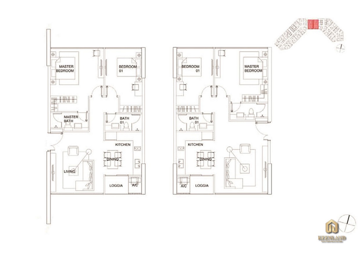 Thiết kế chi tiết căn hộ 2 phòng ngủ