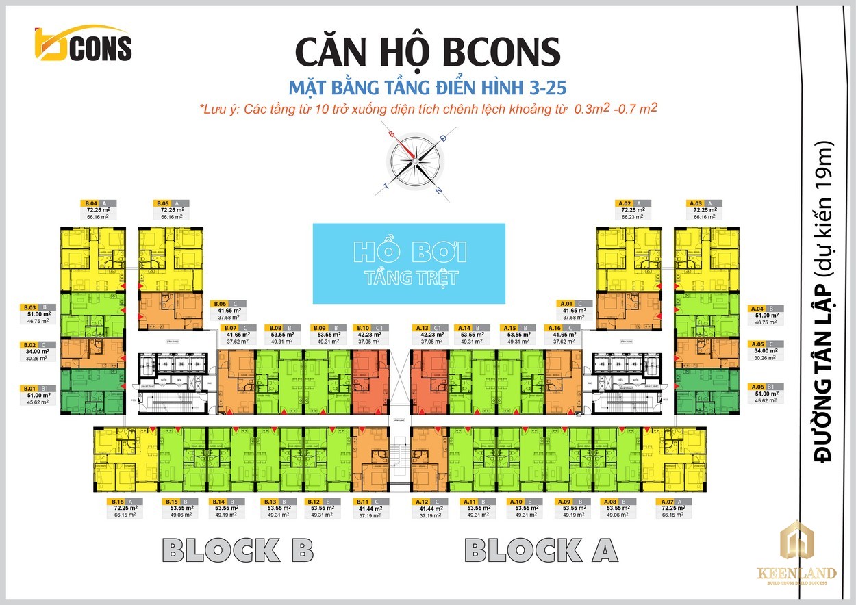 Mặt bằng căn hộ Bcons Miền Đông 