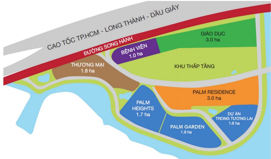 Tổng thể khu dân cư Nam Rạch Chiếc liền kề dự án.