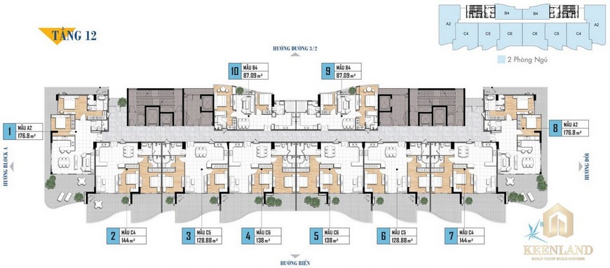 Mặt bằng chi tiết biệt thự Aria Vũng Tàu tầng 12