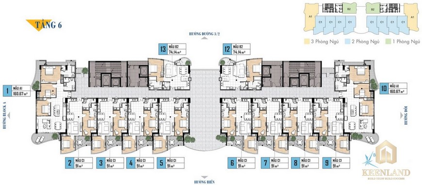 Mặt bằng tầng 6 khu nghỉ dưỡng Aria Vũng Tàu