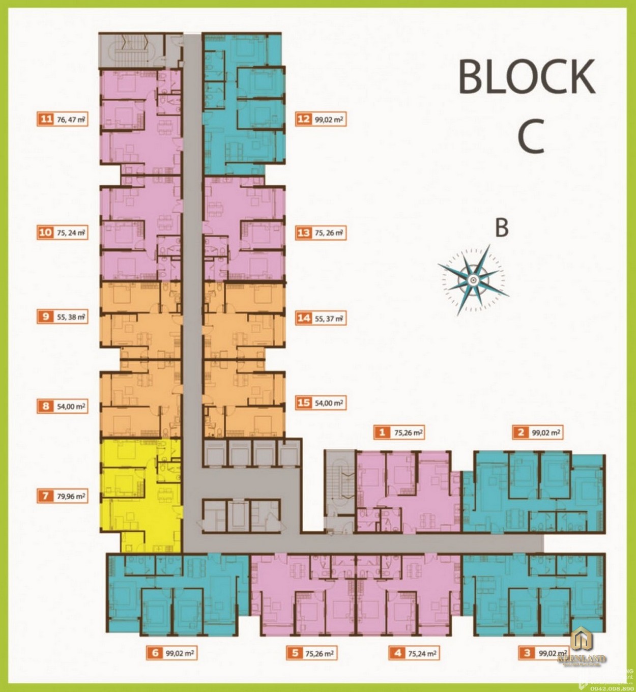 Mặt bằng điển hình Block C dự án Palacio Garden