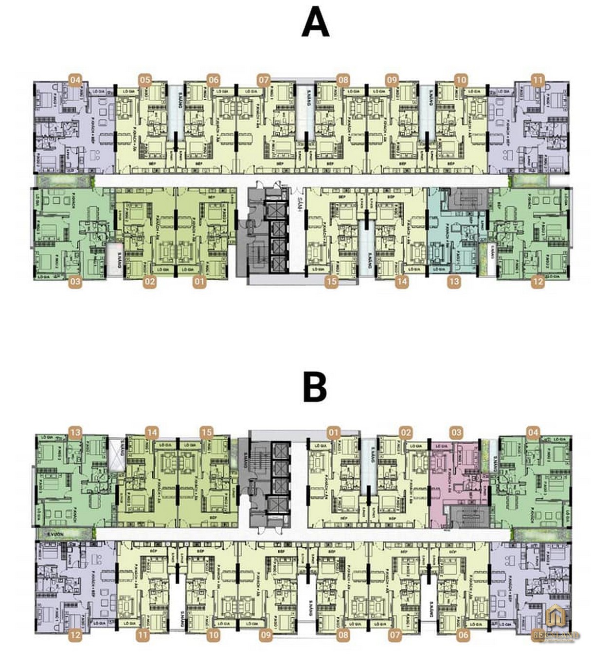 Mặt bằng Block A và B dự án Ascent Garden Homes Quận 7