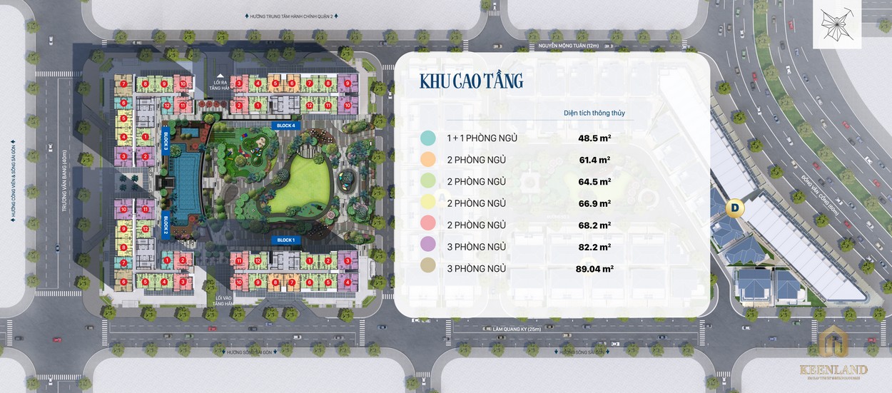 Mặt bằng khu cao tầng dự án Victoria Village quận 2