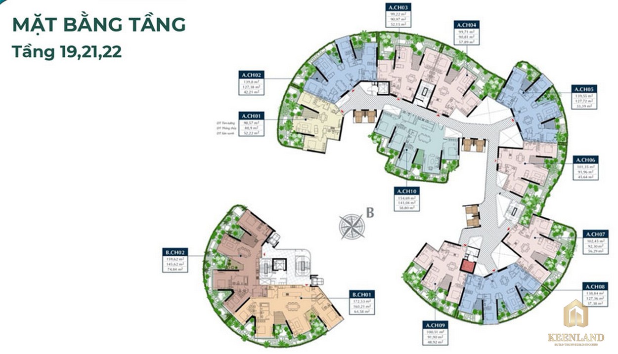 Mặt bằng Sky Villa tầng 19-2-21 căn hộ Sunshine Venicia Quận 2