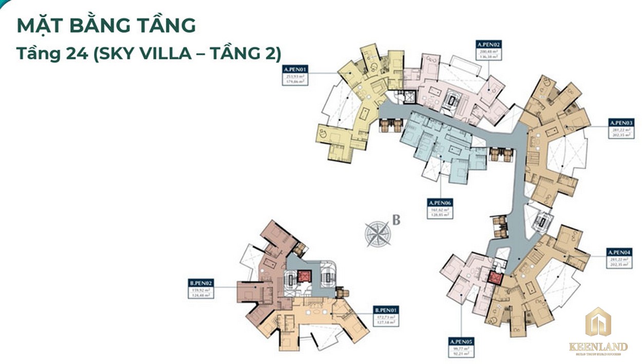 Mặt bằng Sky Villa tầng 24 căn hộ Sunshine Venicia Quận 2