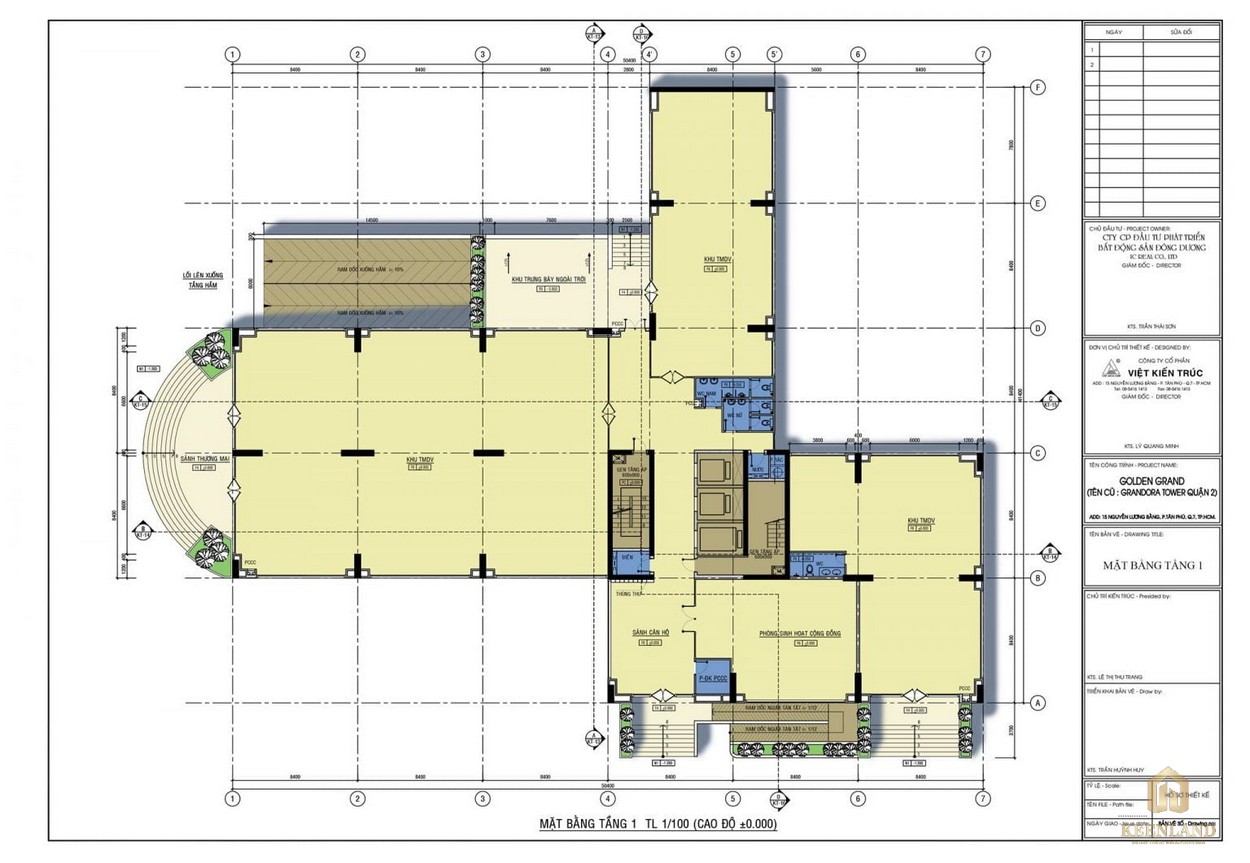 Mặt bằng tầng 1 dự án căn hộ Golden Grand quận 2