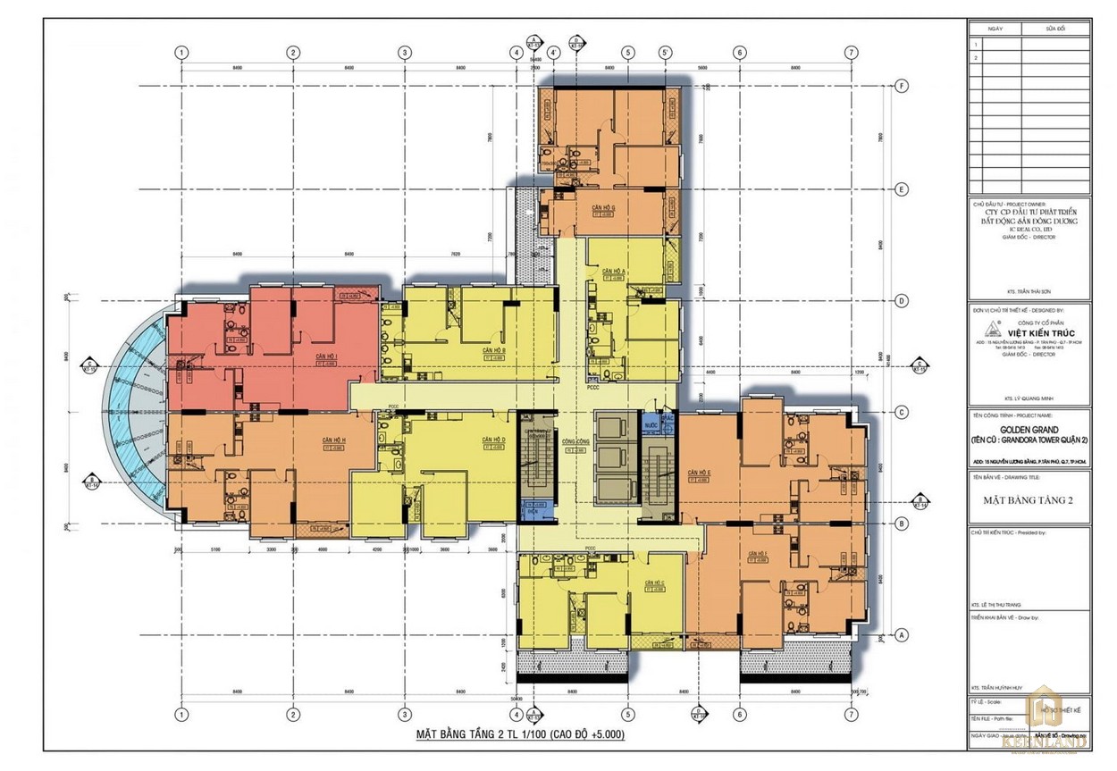 Mặt bằng tầng 2 dự án căn hộ Golden Grand quận 2
