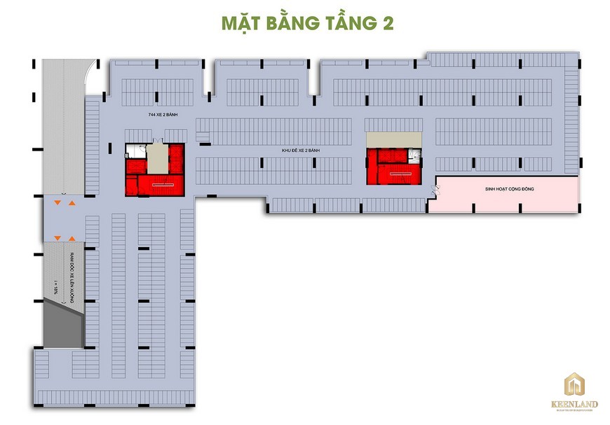 Mặt bằng tầng 2 dự án Him Lam Phú Đông 