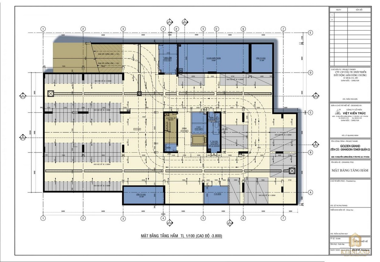 Mặt bằng tầng hầm dự án căn hộ Golden Grand quận 2