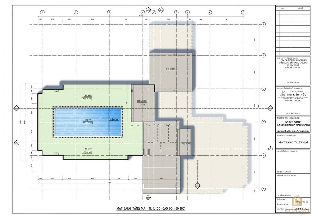 Mặt bằng tầng mái dự án căn hộ Golden Grand quận 2