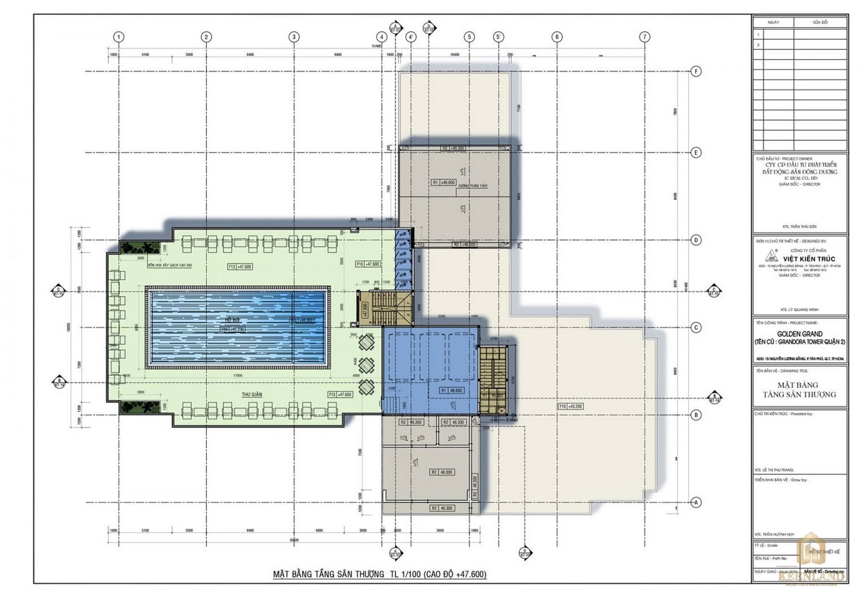 Mặt bằng tầng thượng dự án căn hộ Golden Grand quận 2